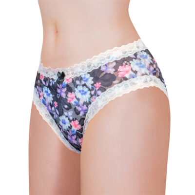 Cottagecore Pattern Tucking Gaff Panties Black