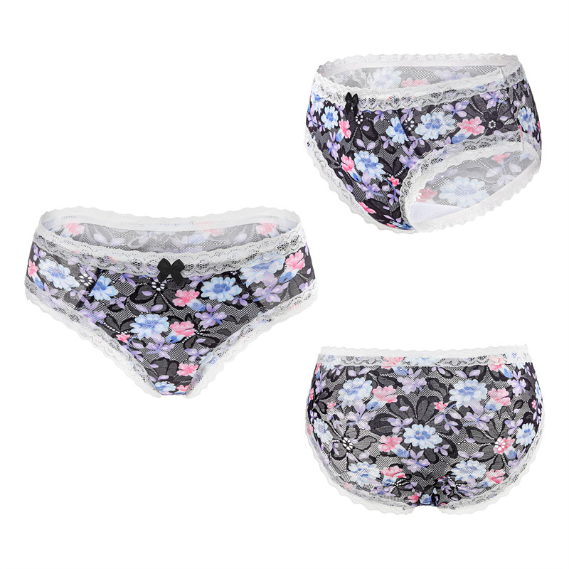 Cottagecore Pattern Tucking Gaff Panties Black