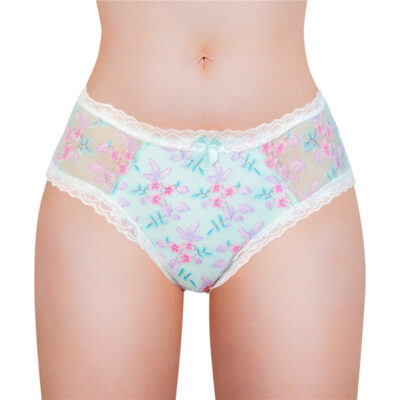 Cottagecore Pattern Tucking Gaff Panties Green