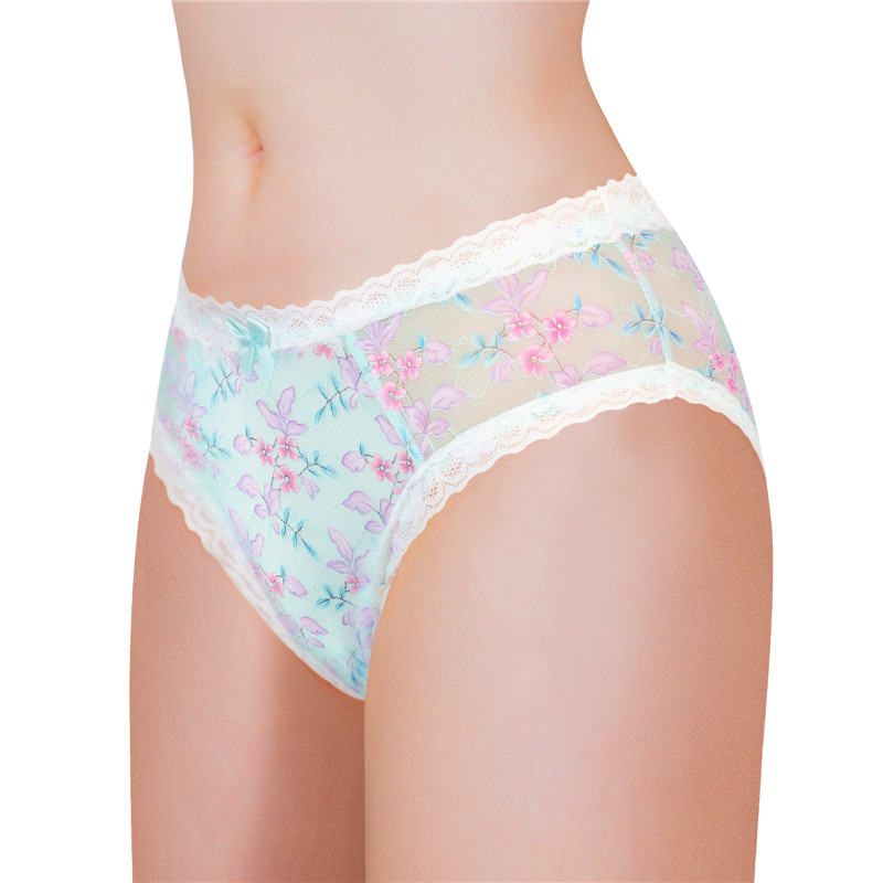Cottagecore Pattern Tucking Gaff Panties Green