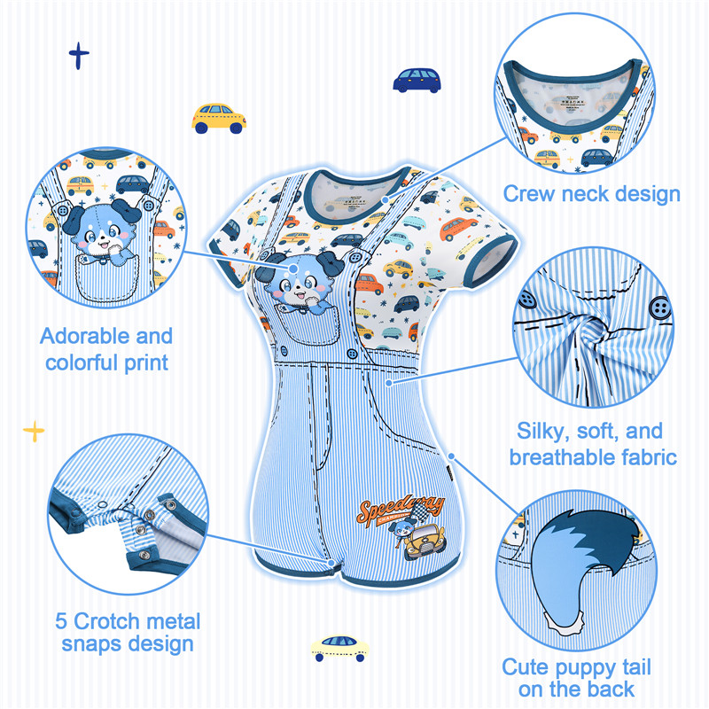 Little Blue Furrytail Racecar Romper Bodysuit