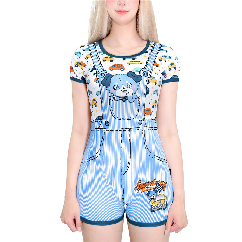 Little Blue Furrytail Racecar Romper Bodysuit