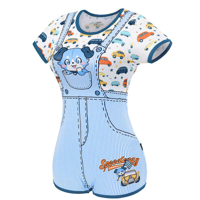 Little Blue Furrytail Racecar Romper Bodysuit