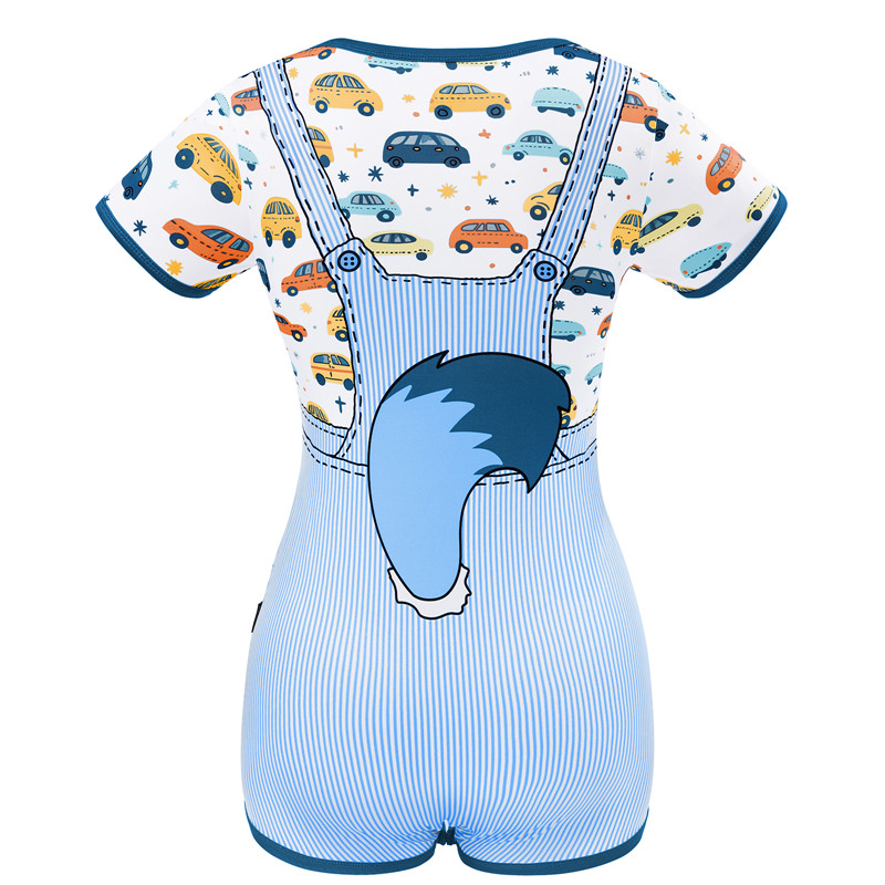 Little Blue Furrytail Racecar Romper Bodysuit
