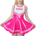 Cheer SissyUniversity Faux Leather Shiny Mini Dress Hot Pink