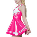 Cheer SissyUniversity Faux Leather Shiny Mini Dress Hot Pink