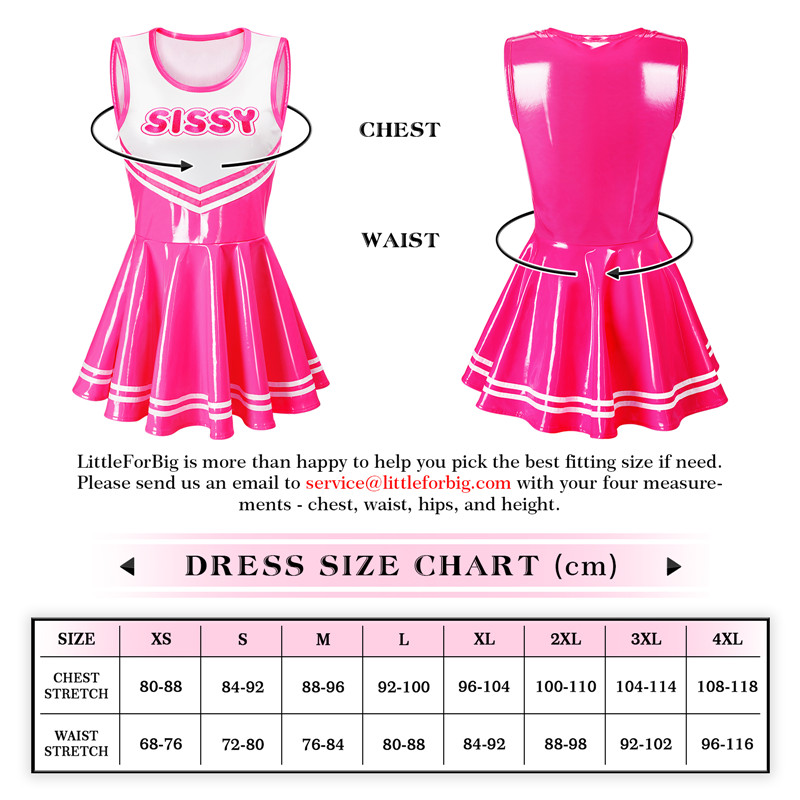 Cheer SissyUniversity Faux Leather Shiny Mini Dress Hot Pink