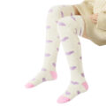 Coral Fleece Knee High Long Heart Pattern Socks 2 Pairs Set – Purple & White