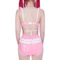 Latex-like Babygirl in Training Onesie Bodysuit