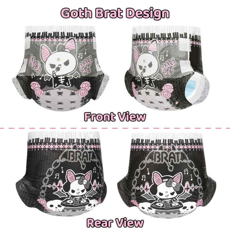 Goth BRAT Ultra Absorbent Diapers 2 Pieces Sample Pack(M)/(L)/(XL)