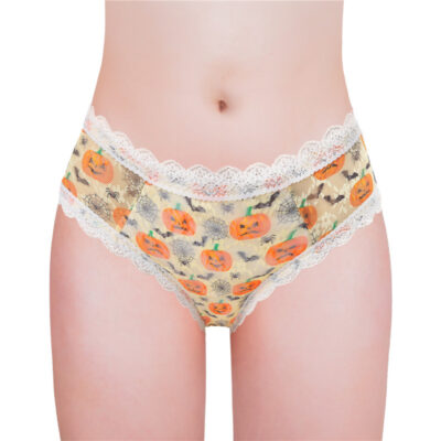 Pumpkin Lamps Pattern Cheeky Bow Tucking Gaff Panties