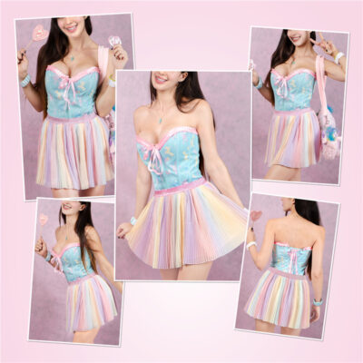 Rainbow Pleated Skirt