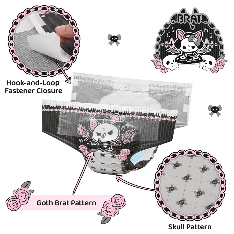Goth BRAT Ultra Absorbent Diapers 10 Pieces Pack(M)/(L)/(XL)