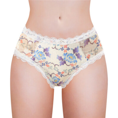 Purple Butterflies Pattern Cheeky Bow Tucking Gaff Panties