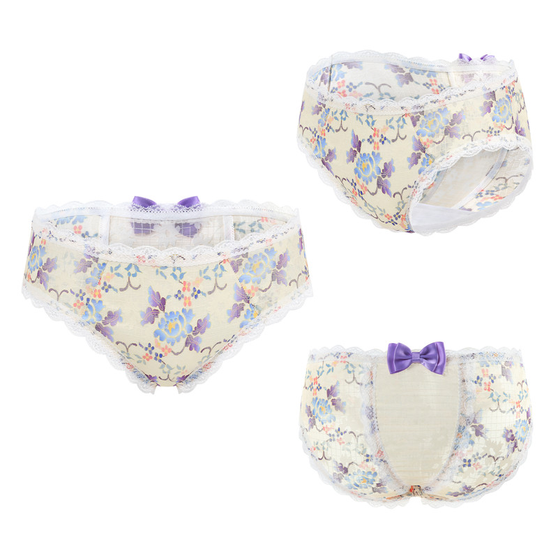 Purple Butterflies Pattern Cheeky Bow Tucking Gaff Panties