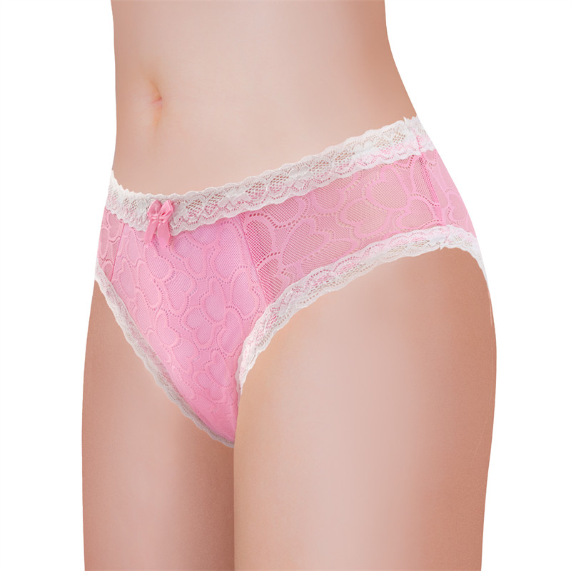 Pink Hearts Pattern Tucking Gaff Panties