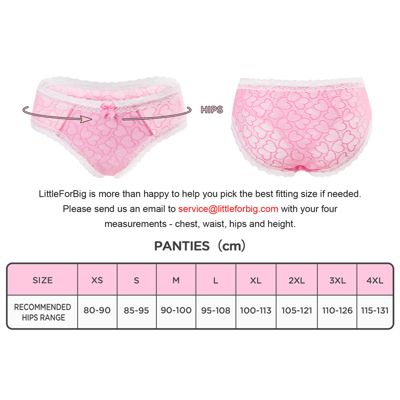 Pink Hearts Pattern Tucking Gaff Panties