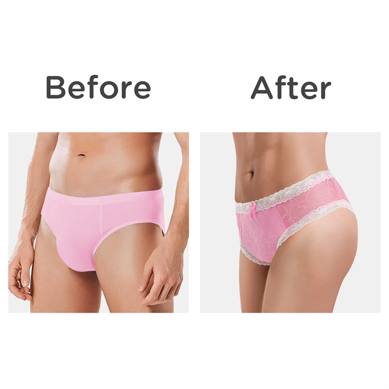 Pink Hearts Pattern Tucking Gaff Panties