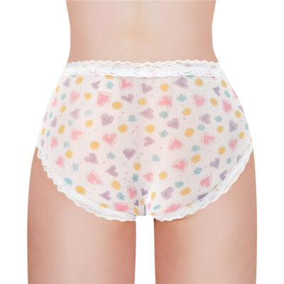 Hearts and Dots Pattern Tucking Gaff Panties