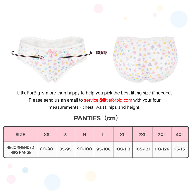 Hearts and Dots Pattern Tucking Gaff Panties