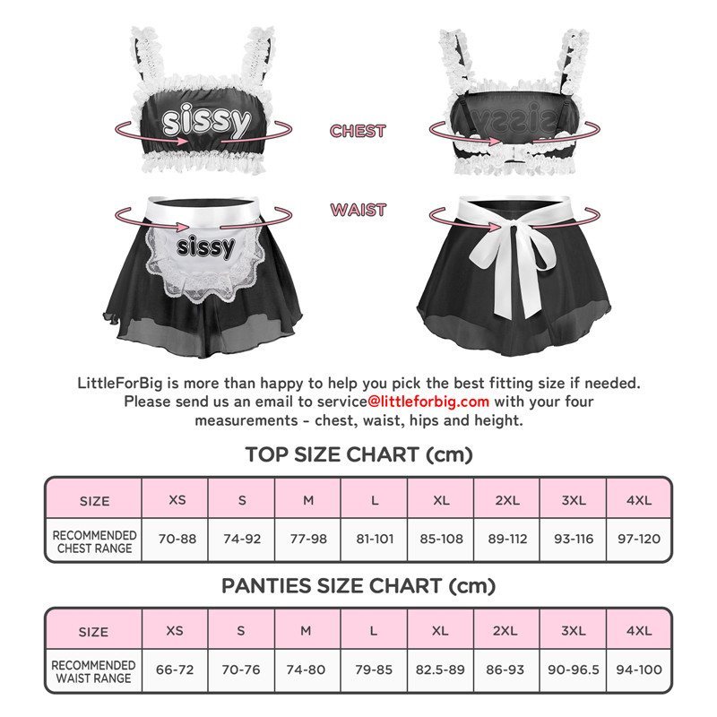 SissyUniversity Maid See-through Bralette Skirted Panties Set Black