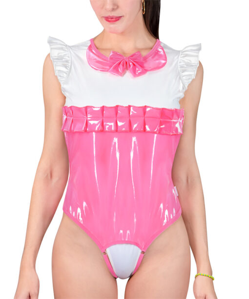 Latex-Like Peekaboo Onesie Bodysuit
