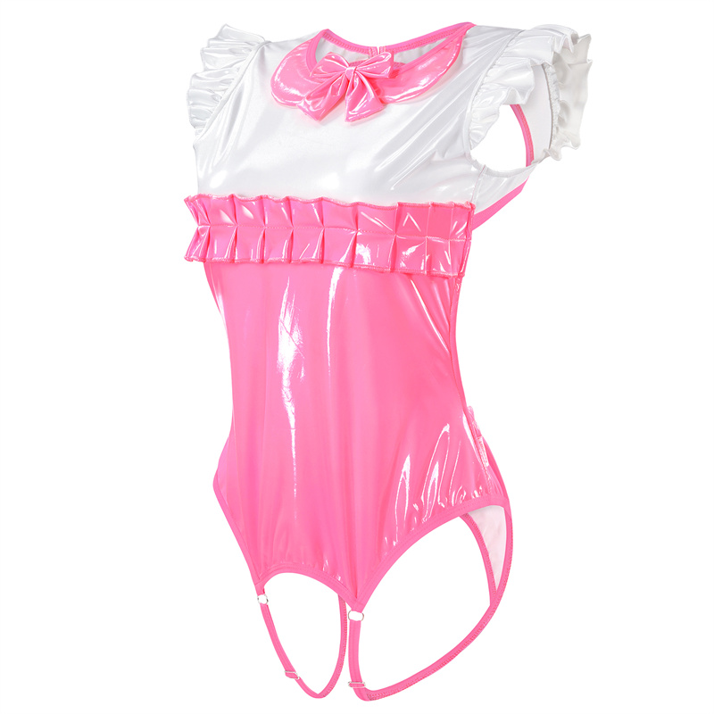Latex-Like Peekaboo Onesie Bodysuit