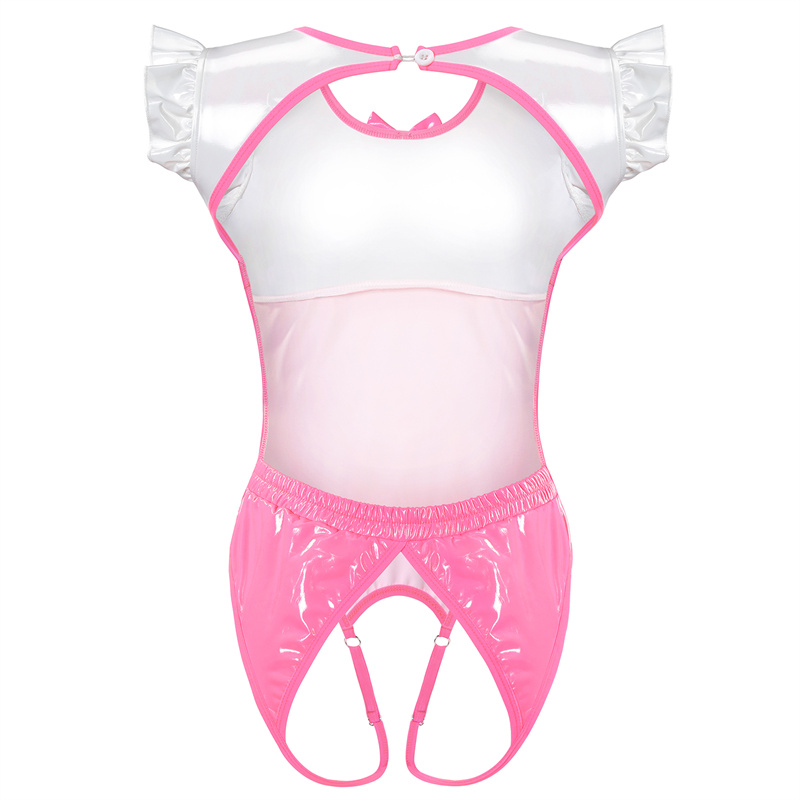 Latex-Like Peekaboo Onesie Bodysuit