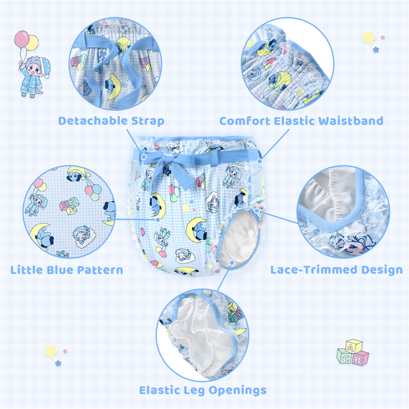 Little Blue Silky Ribbon Omutsu Japanese Diaper Cover