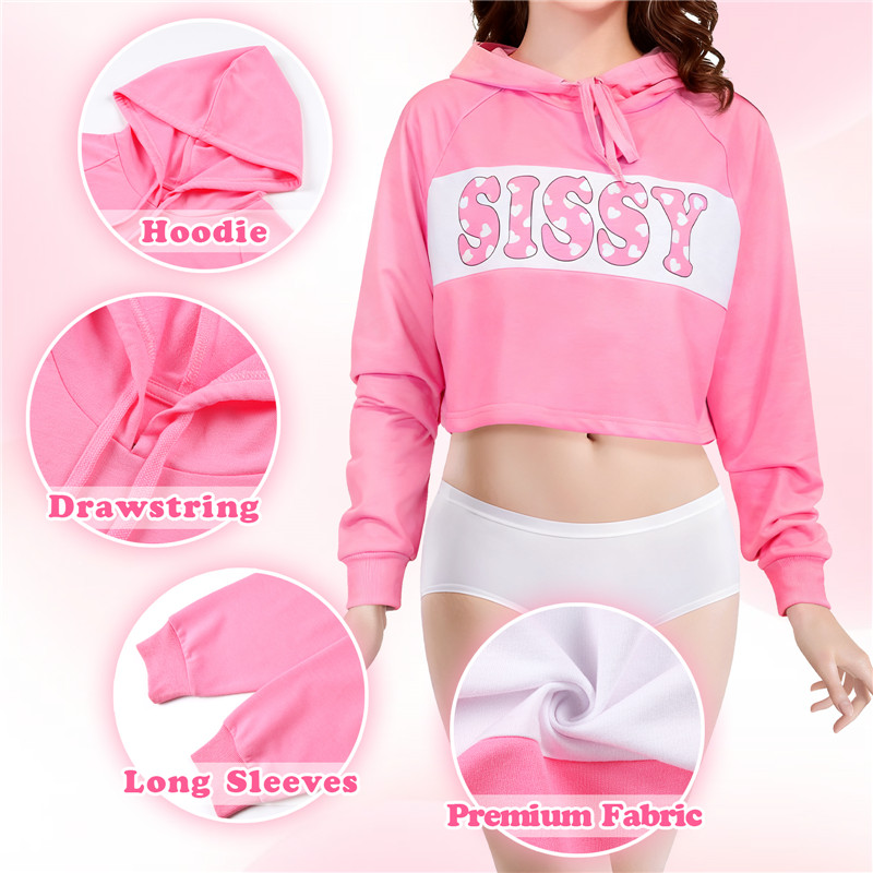 Pastel SissyUniversity Cropped Hoodie Sweatshirt Pink