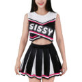 Cheer SissyUniversiry Croptop Mini Skirt Bralette Set Black