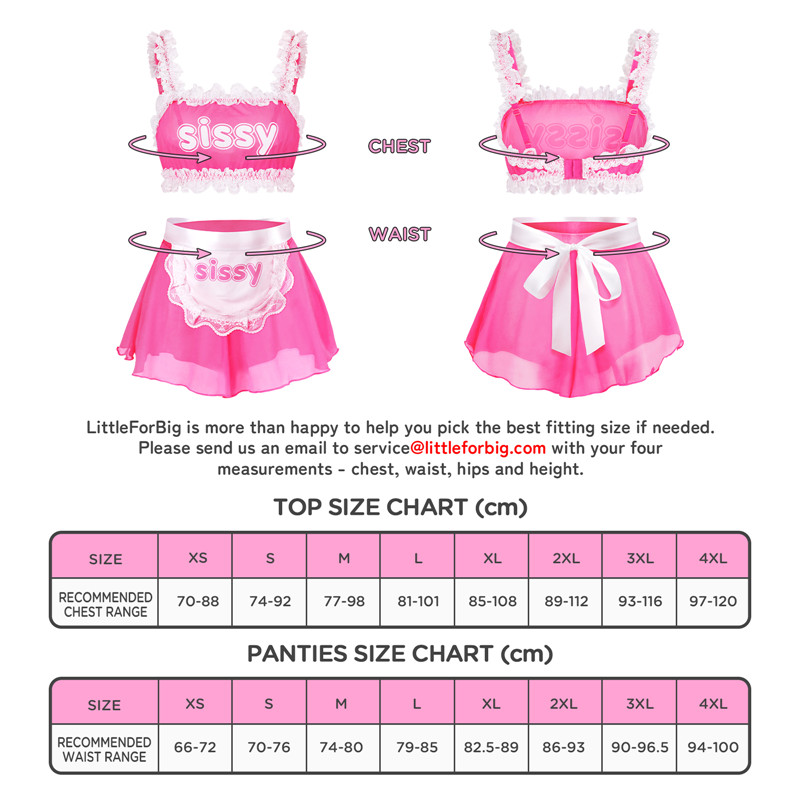 SissyUniversity Maid See-through Bralette Skirted Panties Set Hot Pink