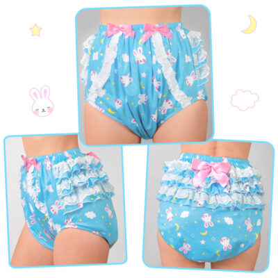 Snuggle Bunny Pattern Ruffle Adult Diaper Cover