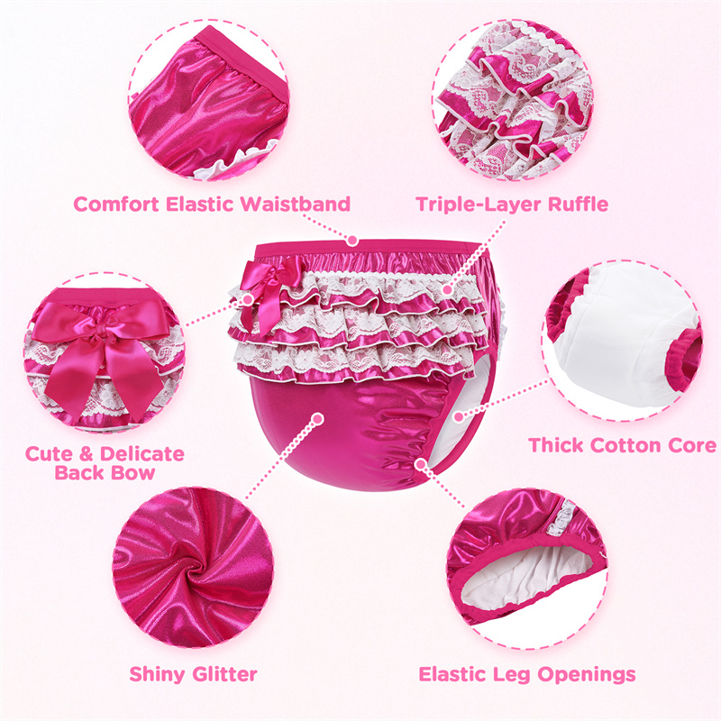 Pretty in Hot Pink Shiny Glitter Adult Training Pants