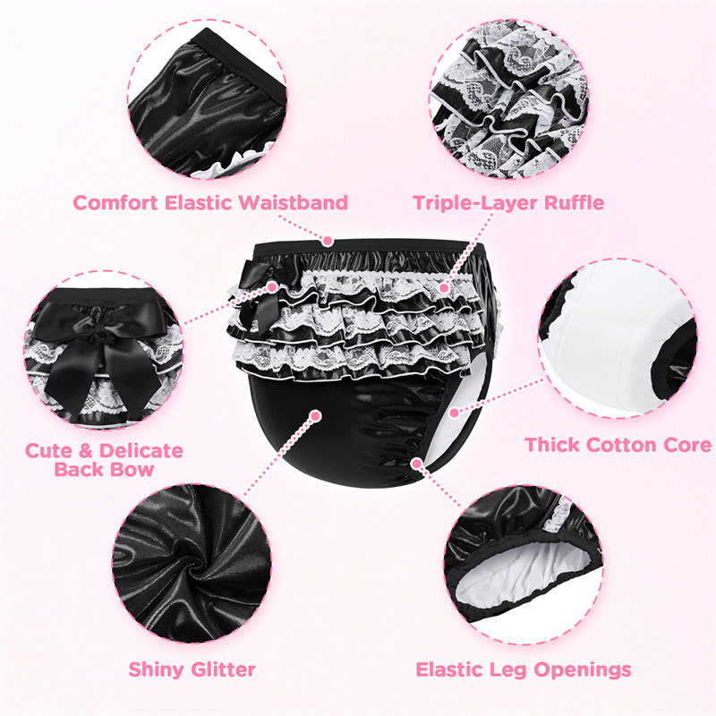 Pretty in Black Shiny Glitter Adult Training Pants