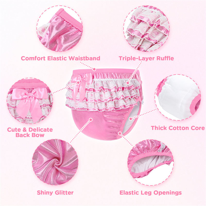 Pretty in Pink Shiny Glitter Adult Training Pants