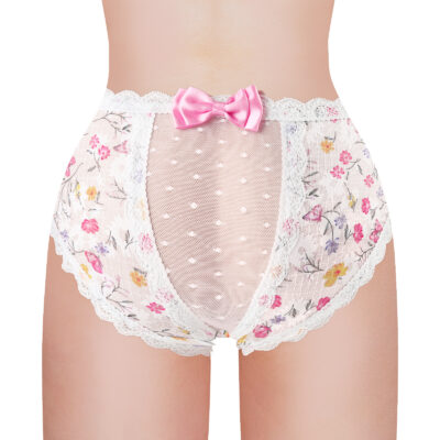 Flower Pattern Cheeky Bow Tucking Gaff Panties