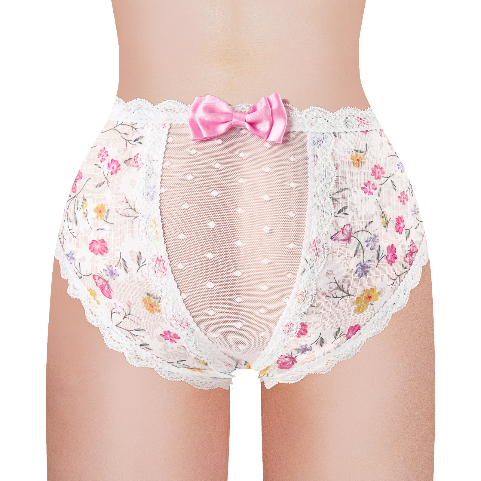 Flower Pattern Cheeky Bow Tucking Gaff Panties