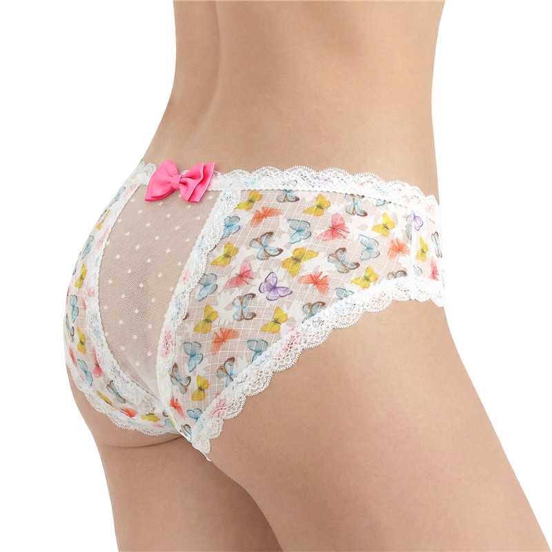 Butterflies Pattern Cheeky Bow Tucking Gaff Panties