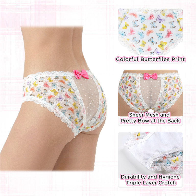 Butterflies Pattern Cheeky Bow Tucking Gaff Panties
