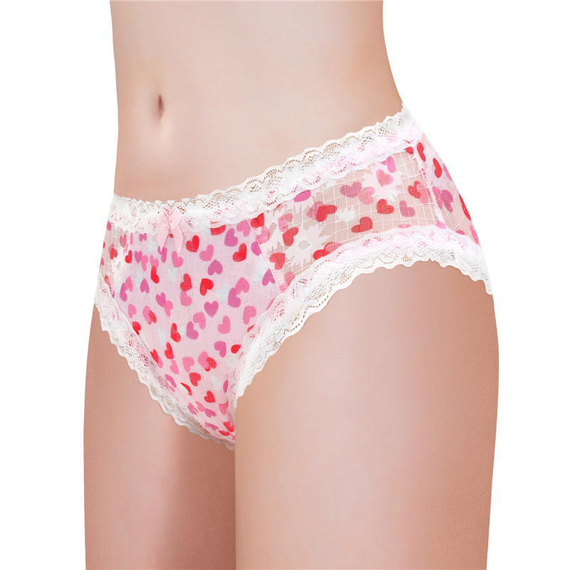 Hearts Pattern Tucking Gaff Panties