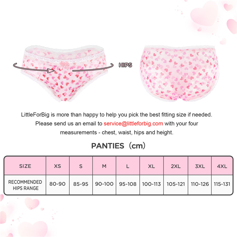 Hearts Pattern Tucking Gaff Panties