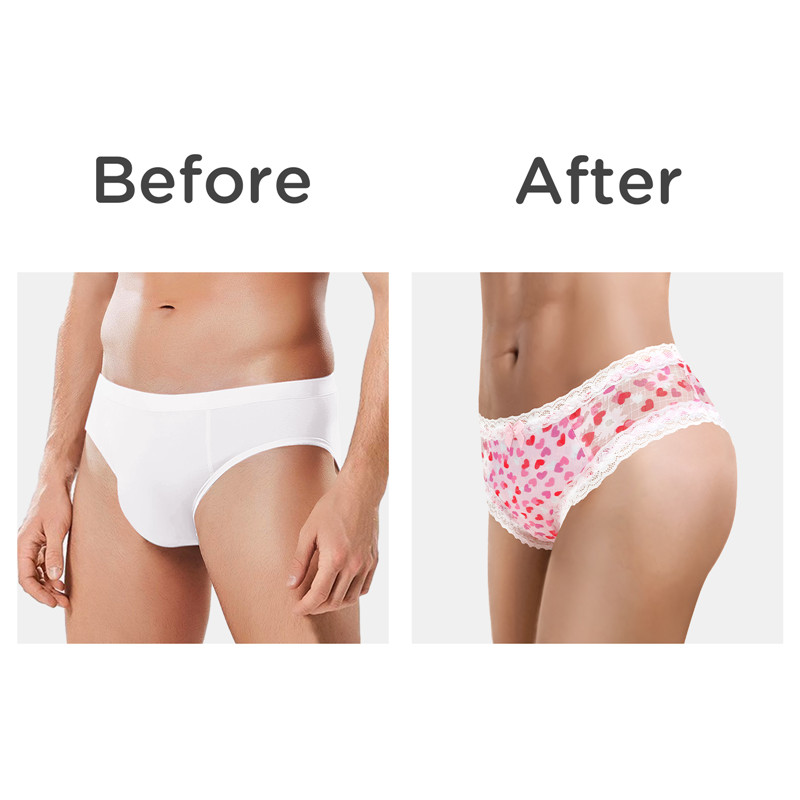 Hearts Pattern Tucking Gaff Panties