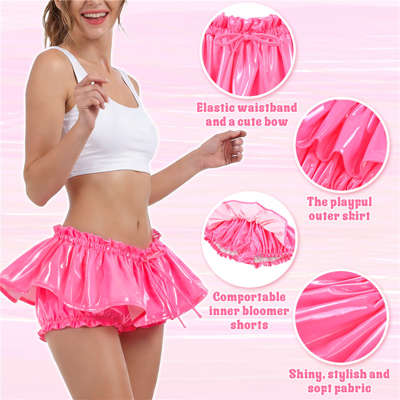 Faux Leather Ruffle Mini Bloomer Skirt