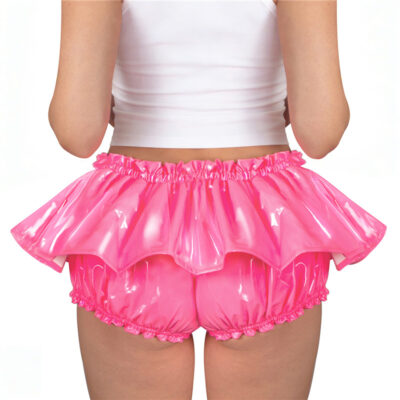 Faux Leather Ruffle Mini Bloomer Skirt
