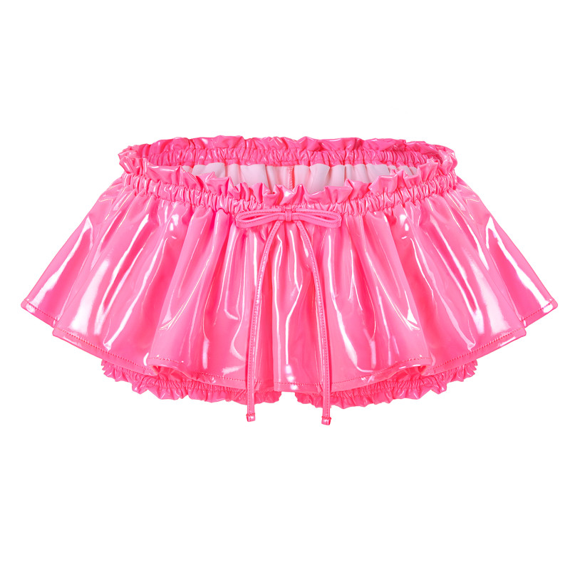 Faux Leather Ruffle Mini Bloomer Skirt