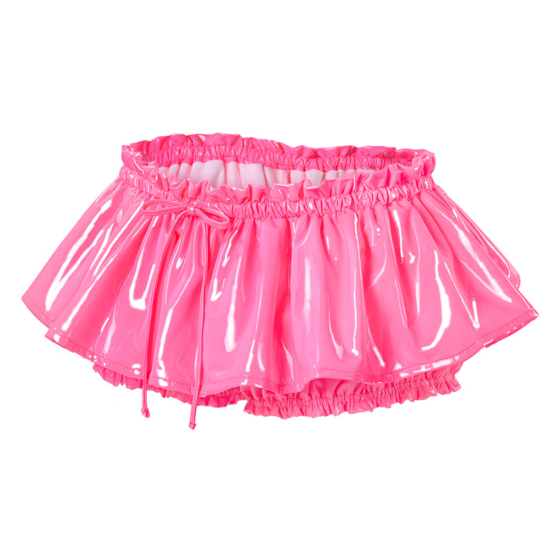 Faux Leather Ruffle Mini Bloomer Skirt