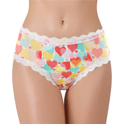 Hearts Pattern Cheeky Bow Tucking Gaff Panties