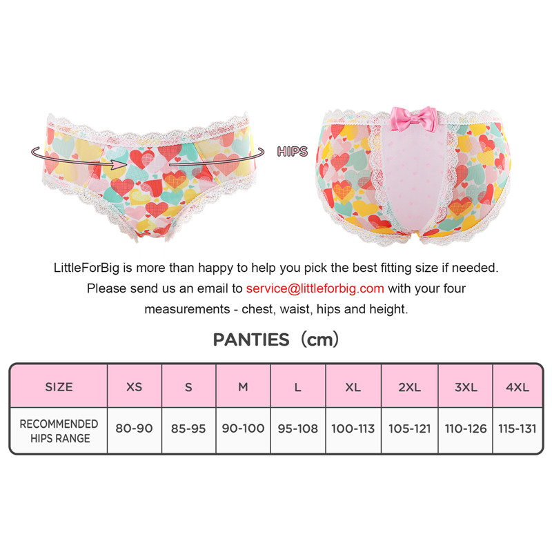 Hearts Pattern Cheeky Bow Tucking Gaff Panties
