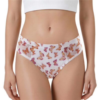 Butterfly Print Mesh Tucking Gaff Brazilian Cheeky Panties